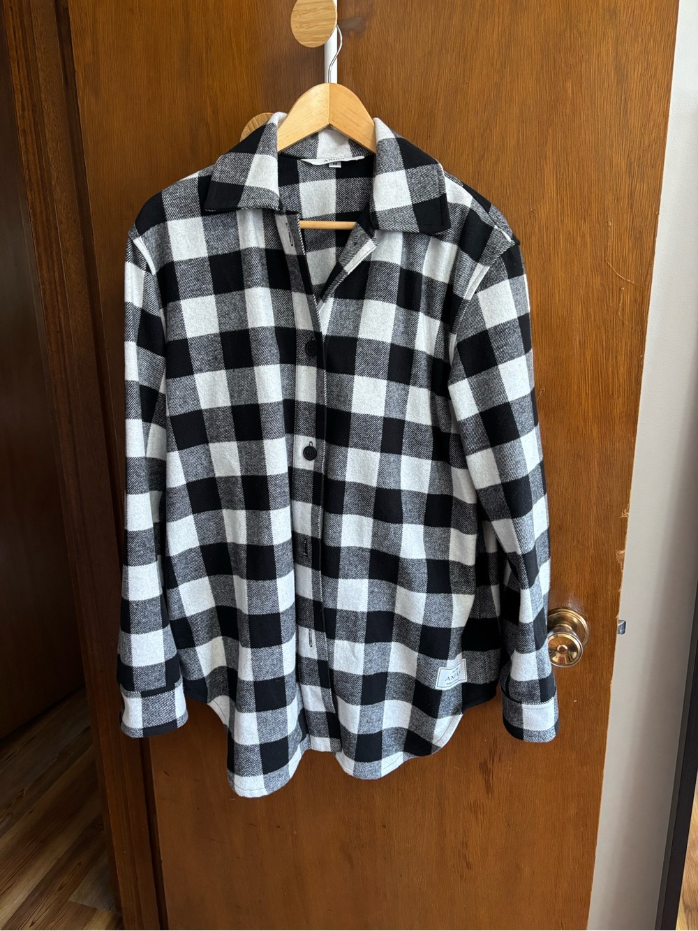 Women's Black & White Buffalo Check Shirt Jacket